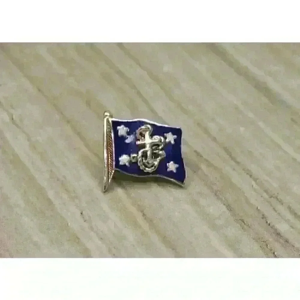 Tiffany & Co Vintage 14kt White Gold Navy Flag Lapel Pin - Picture 7 of 10